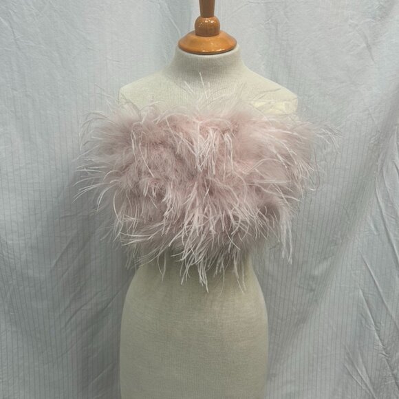 pink puffy ostrich feather halter top - Picture 1 of 2